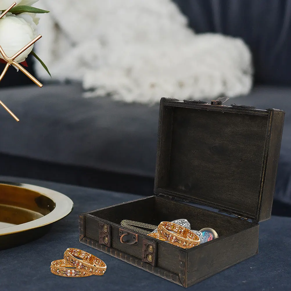 

Wooden Storage Box Wedding Keepsake Trunk Jewelry Case Travel Jewellery Organizer Holder Chest Ring Vintage Decor