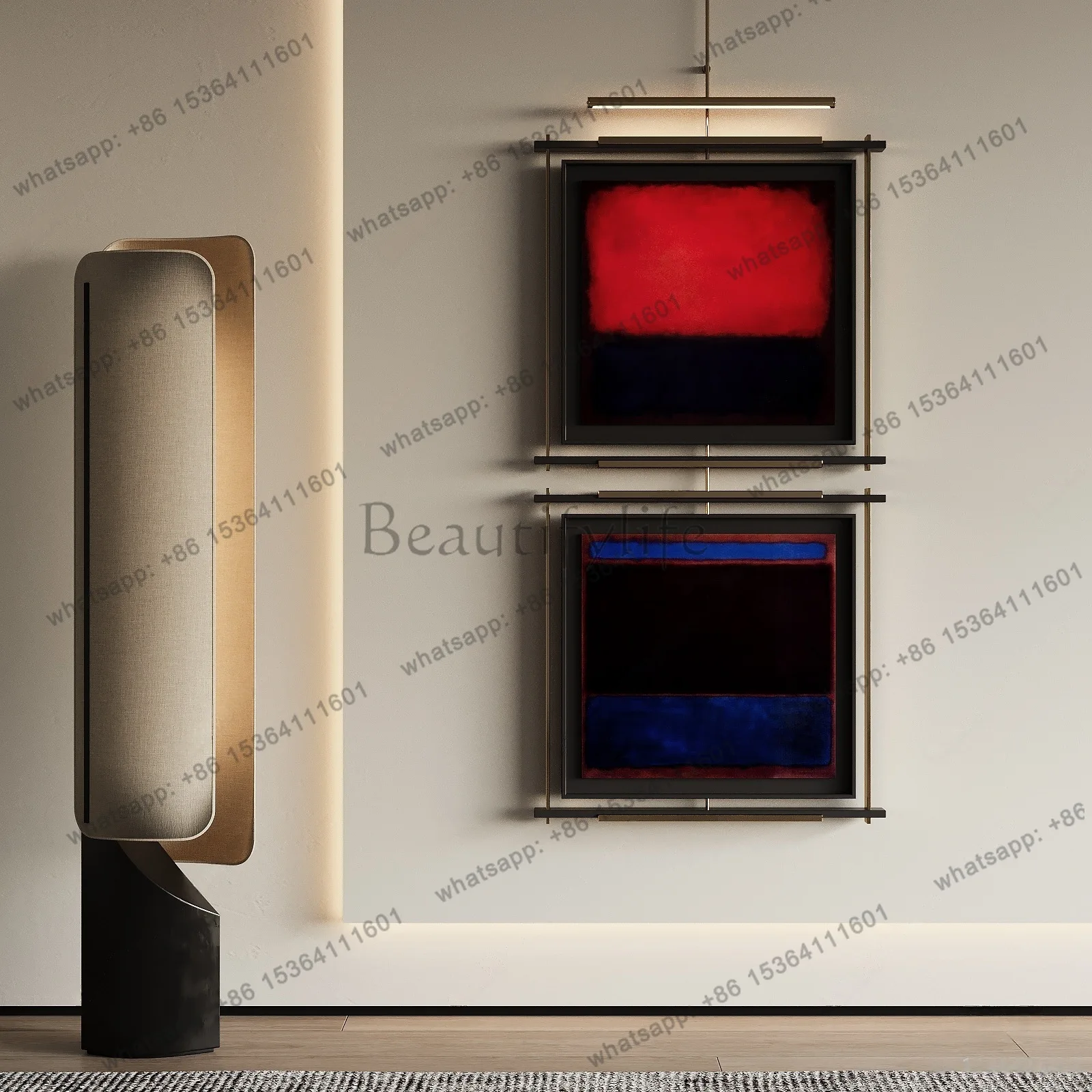 New Chinese high-end retro decorative lamp wall-mounted metal rod decorative painting three-dimensional device