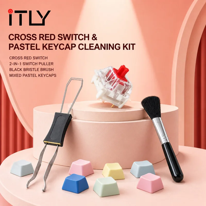 iTLY Blue Keyboard Switches, 3-Pin Clicky Tactile Mechanical Keyboard Switches, Complete DIY Replacement Kit with Switch Puller