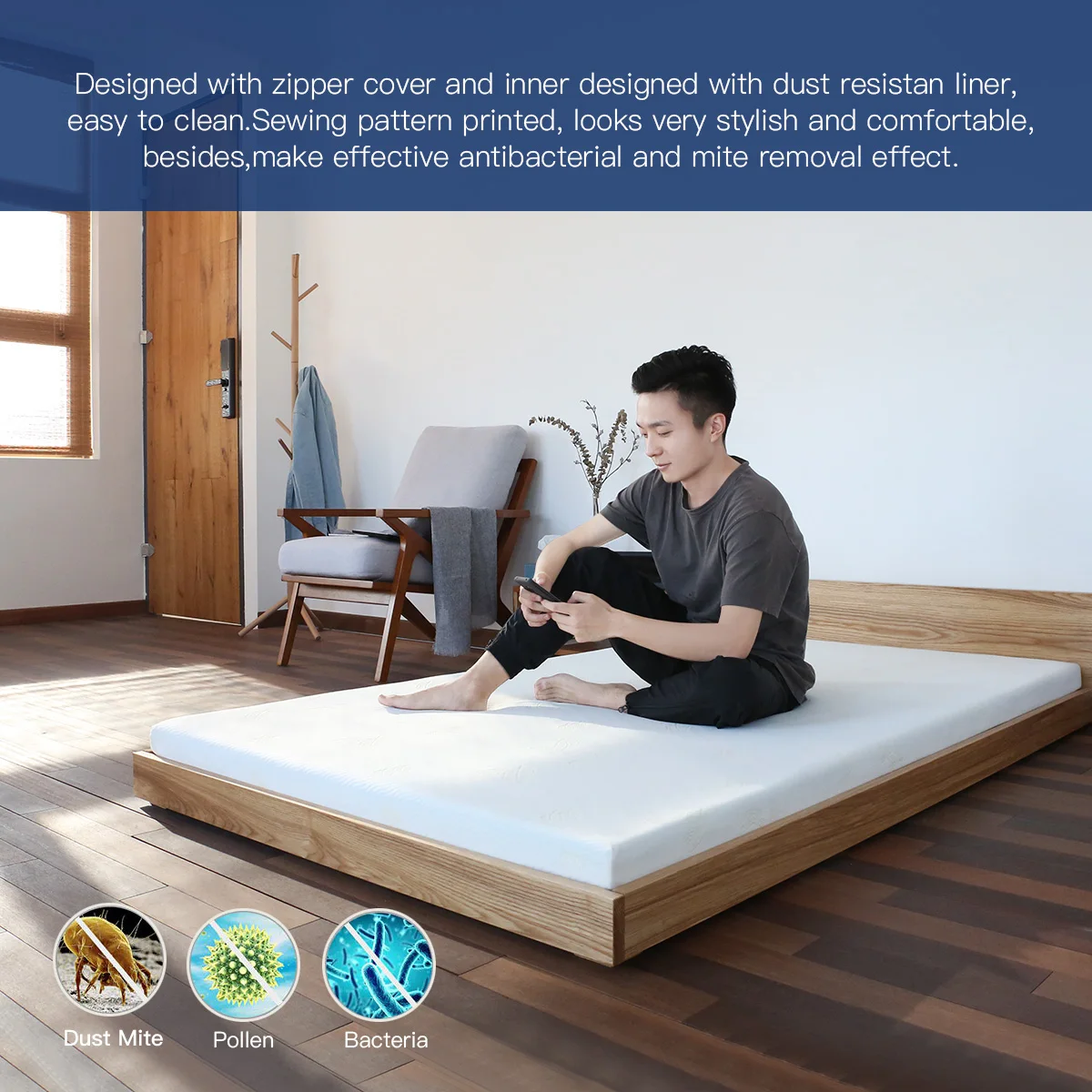 Newentor Memory Foam Mattress Gel Topper 7cm Thickness Household Bed Cushion Full Size Bedroom Furniture