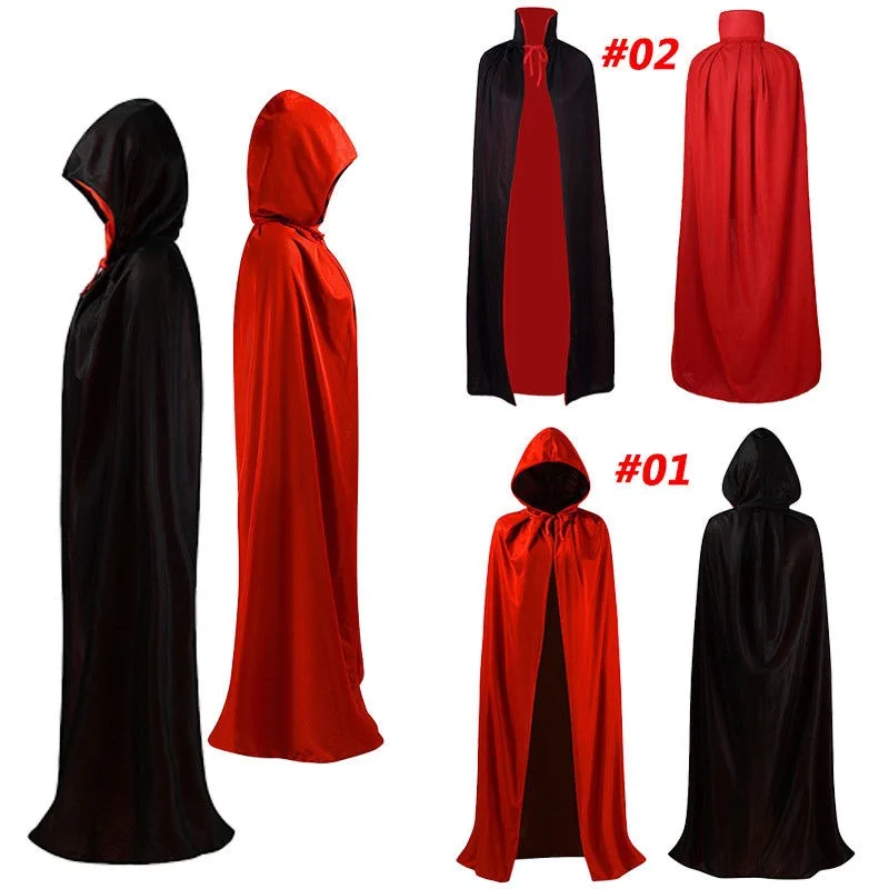 2023 Costume di Halloween Unisex adulto bambini Cosplay Death Cape lungo mantello con cappuccio mago strega mantello medievale Costume vestito grembiule caldo