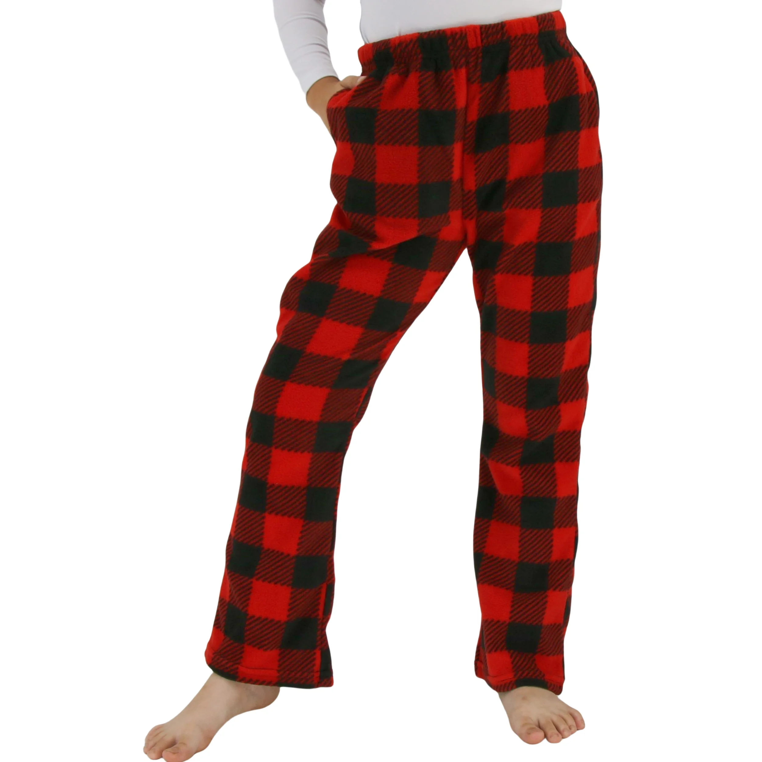 Boys Comfy Fleece Plaid Pajama Pants for Sleep with Pockets From 7Y to 13Y