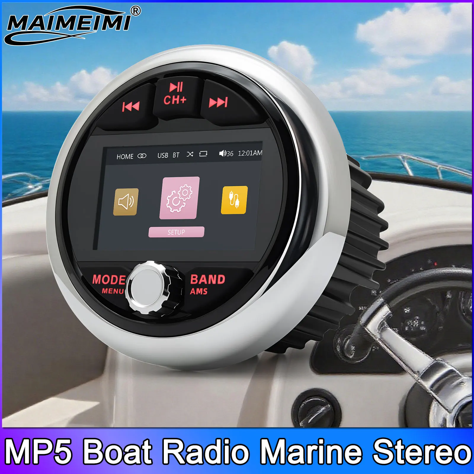 

MP5 Boat Radio Marine Stereo Source Media Player AM FM RDS Receiver Waterproof MP3 MP4 Video Play Bluetooth-compatible