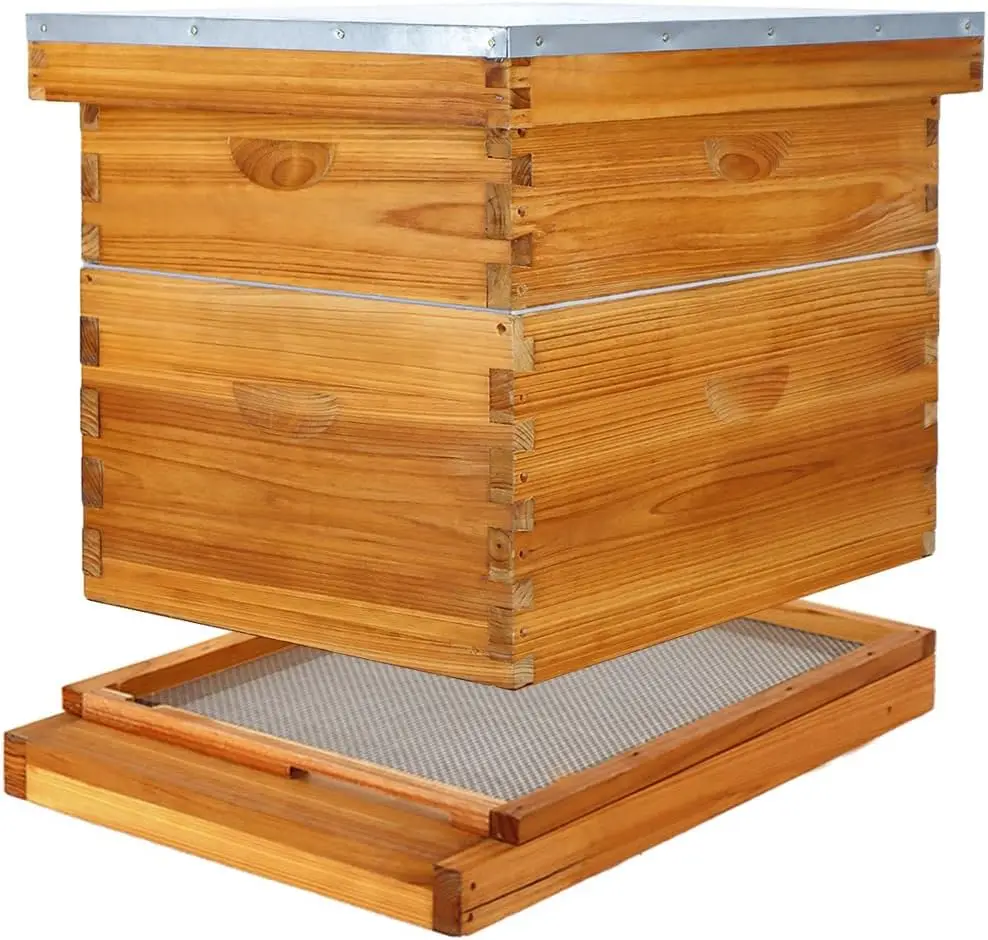 

Honey bee hive Screened Bottom Board Beehive 2 Layers Bee Hive Box For 10-frame Bee Hive Kit