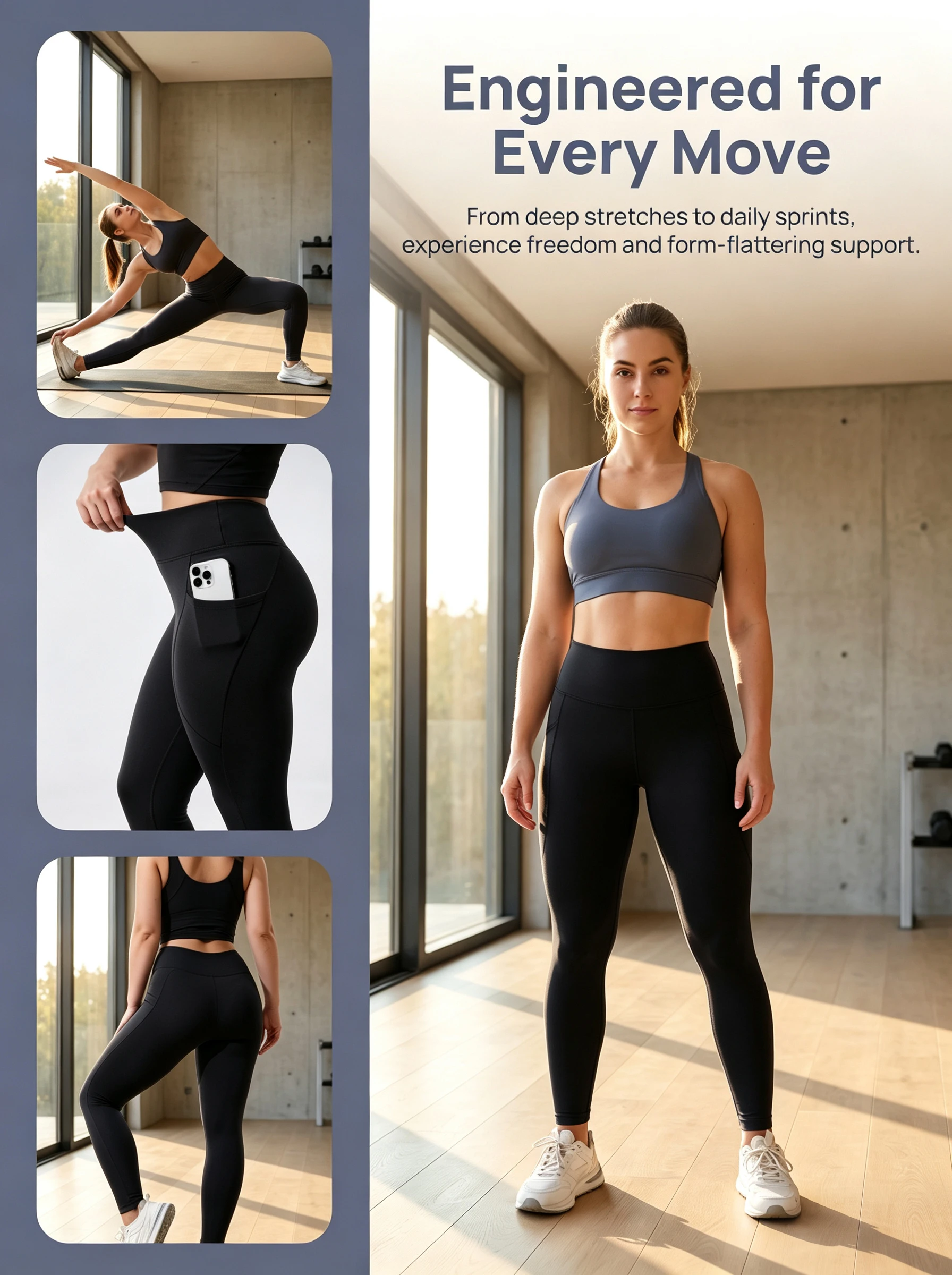 Plus-Size-Leggings mit Fleecefutter und Taschen für Damen, hochtaillierte, warme Thermo-Winterhose für Yoga, Workout und Laufen. – Detail 4