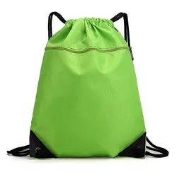 Mochila de tela Oxford para correr, bolso de hombro con cordón, paquete de bolsillo, gran capacidad, deportivo, resistente al agua