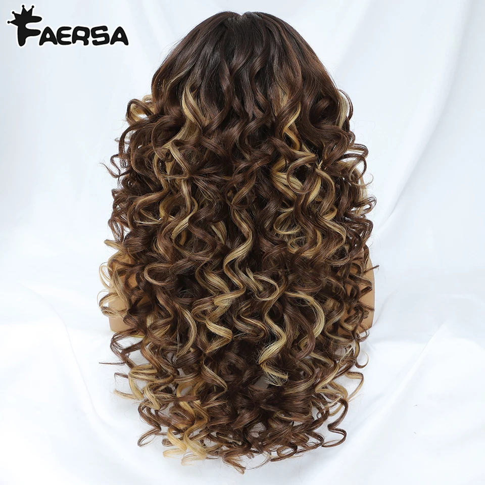 13X6 Latisha Synthetic Lace Front Wigs Pre Plucked Lace Frontal Wig with Babyhair for Women Curly Highlight Ombre Blonde Female