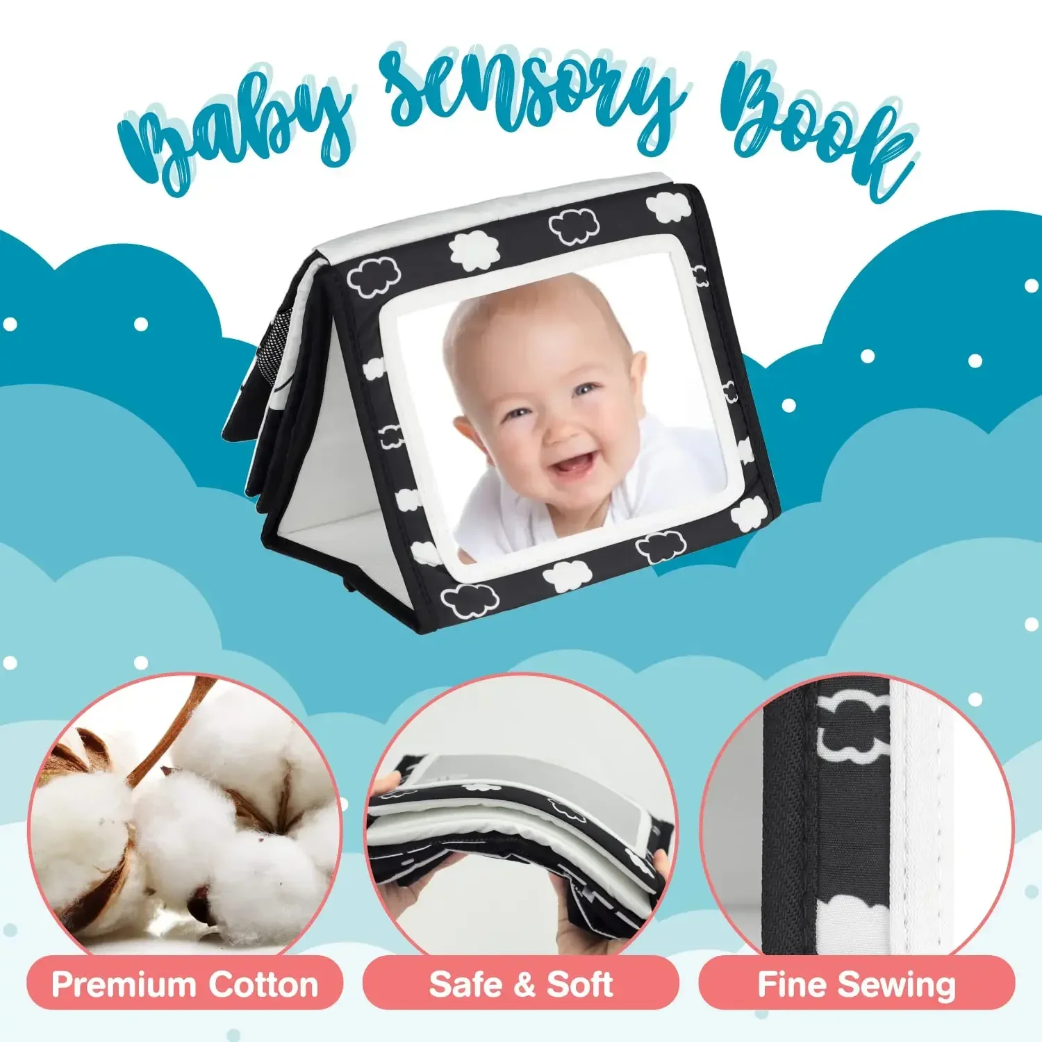 Espejo de tiempo de barriga para bebés, juguetes blancos y negros, juguetes de alto contraste para bebés recién nacidos, regalo sensorial para bebés de 0 a 12 meses