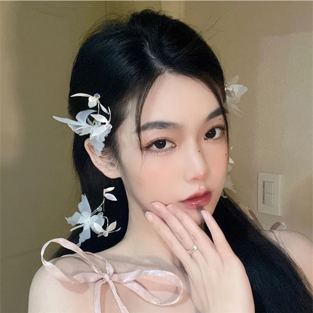 AWAYTR Fairy Butterfly Hairpin Cute Barrette Hair Clip Women Girls Elegant White Hairgrips Hair Clip Party Hair Accessories