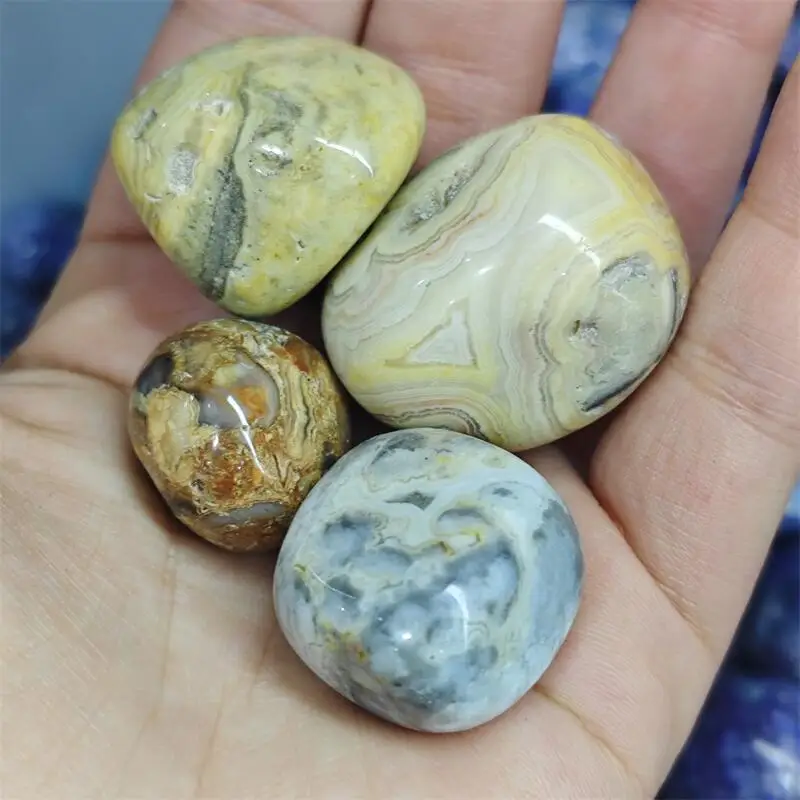 500G Natural Crazy Agate Tumbled Stone Carving Crystals Stones Healing Fengshui Stone Carving DIY Room Decor Holiday Gift