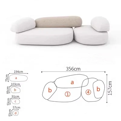 طقم أريكة فاخرة مقسمة لأثاث غرفة المعيشة وأرجل معنقدة قابلة للتحويل #6