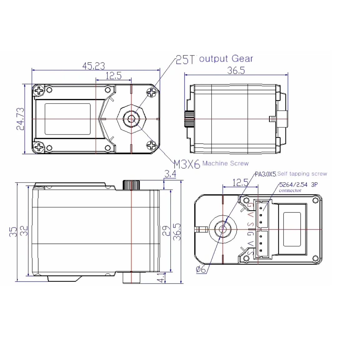 High Torque Smart Servo Motor 7.4V 19KG Dual Axis 360 Degree Continuous Rotation Servo with Load Feedback Industrial Automation