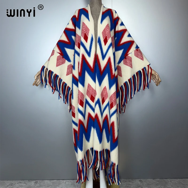 

WINYI Зимний женский кардиган с бахромой, роскошное пальто абайя Дубай, свободное пальто, женская зимняя верхняя одежда, длинное пуховое платье60.و