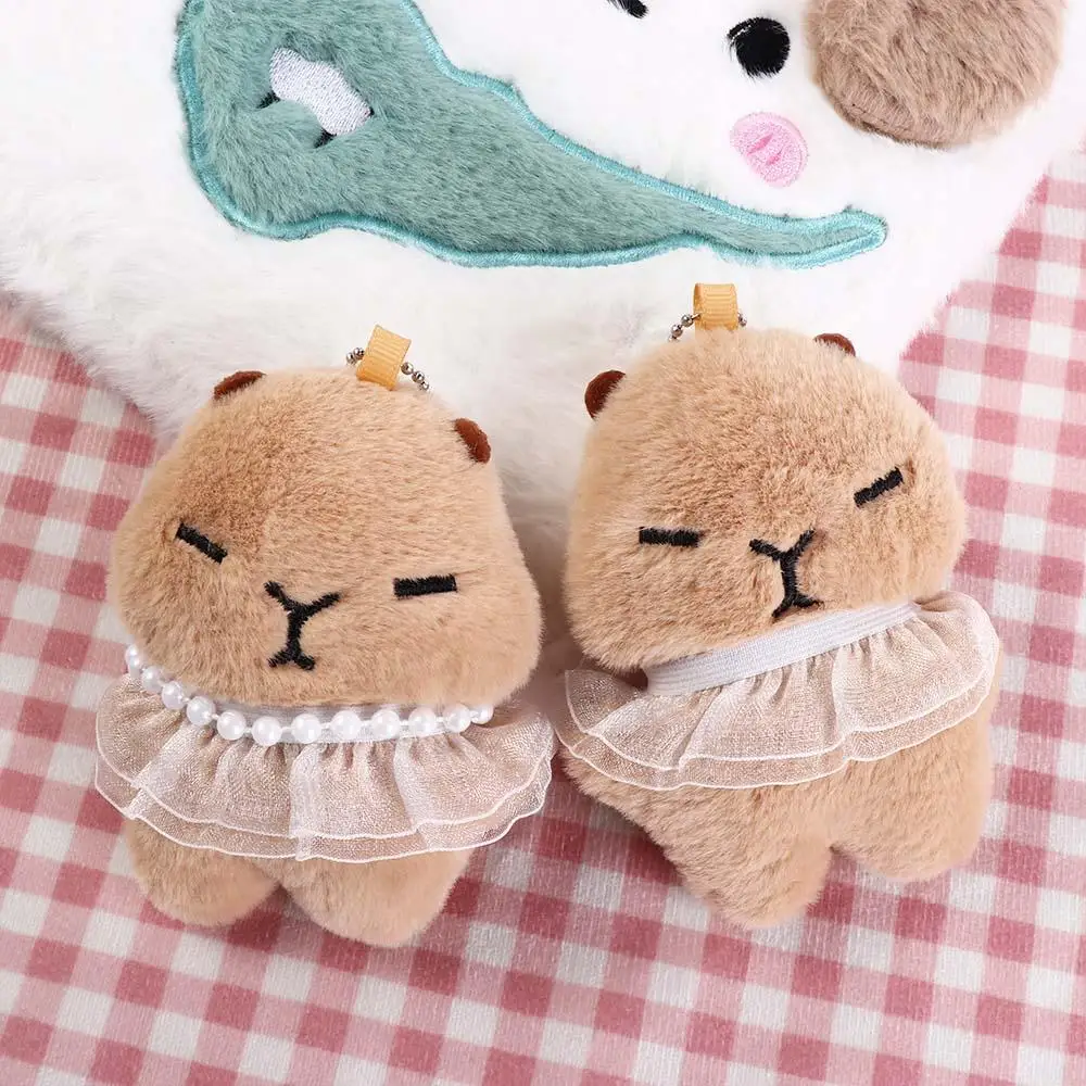 Funny Cartoon Tutu Capybara Keychain Plush Stuffed Soft Plush Doll Keychain Toys Guinea Pig Pendant Unisex