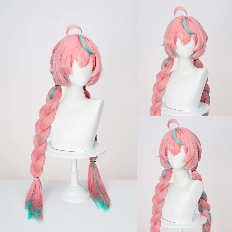 Genshin Impact Varesa Cosplay Perücke Rosa Blau Doppel Pferdeschwanz Natlan Collective of Plenty Halloween Party für Frauen Karneval Requisiten