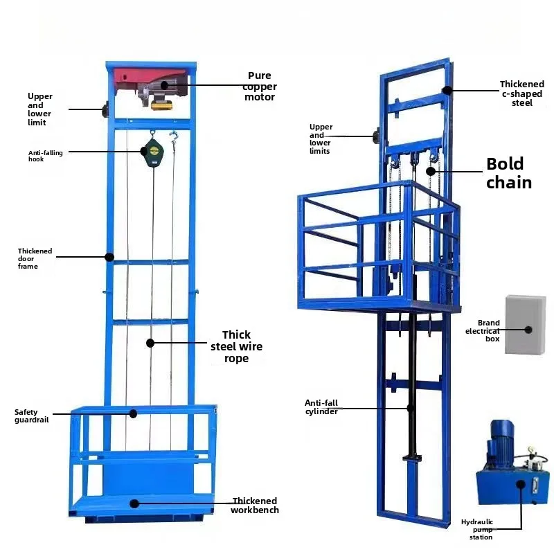 

Household two-story lifting platform hydraulic ladder, warehouse workshop household small freight elevator