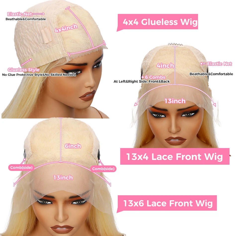 613 Blonde Wig 13x6 Lace Frontal Human Hair Wig HD Transparent Body Wave 13x4 Brazilian Remy Lace Front Wig For Black Women