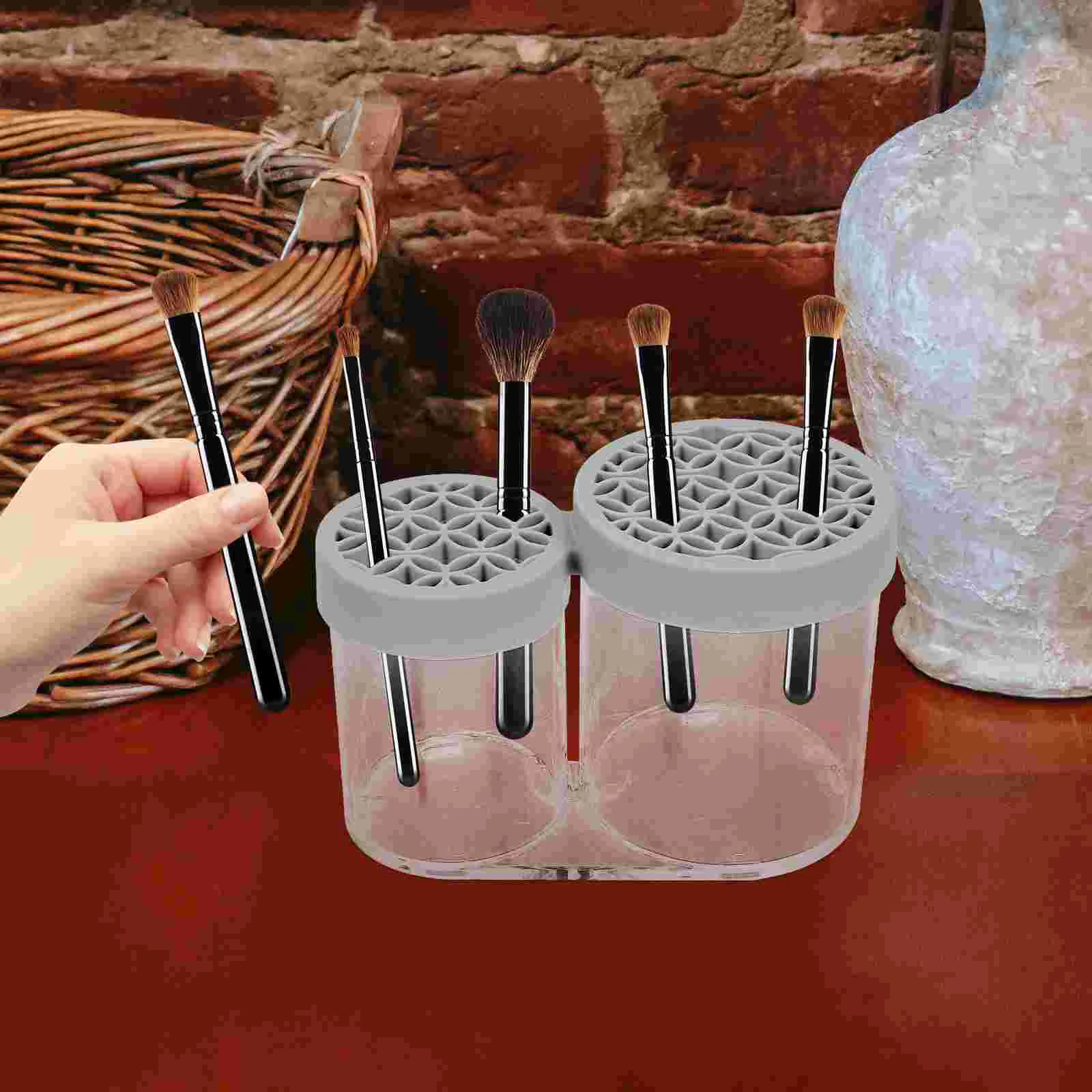 Nail Brush Holder Makeup Storage Container Organizer for Grey Silica Gel Organizers and