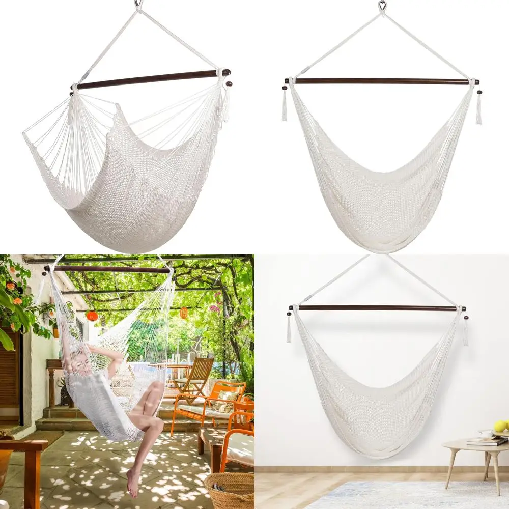 

Polyester Hammock Chair 48 Inch White - Large Caribbean Style Hanging Seat for Relaxation