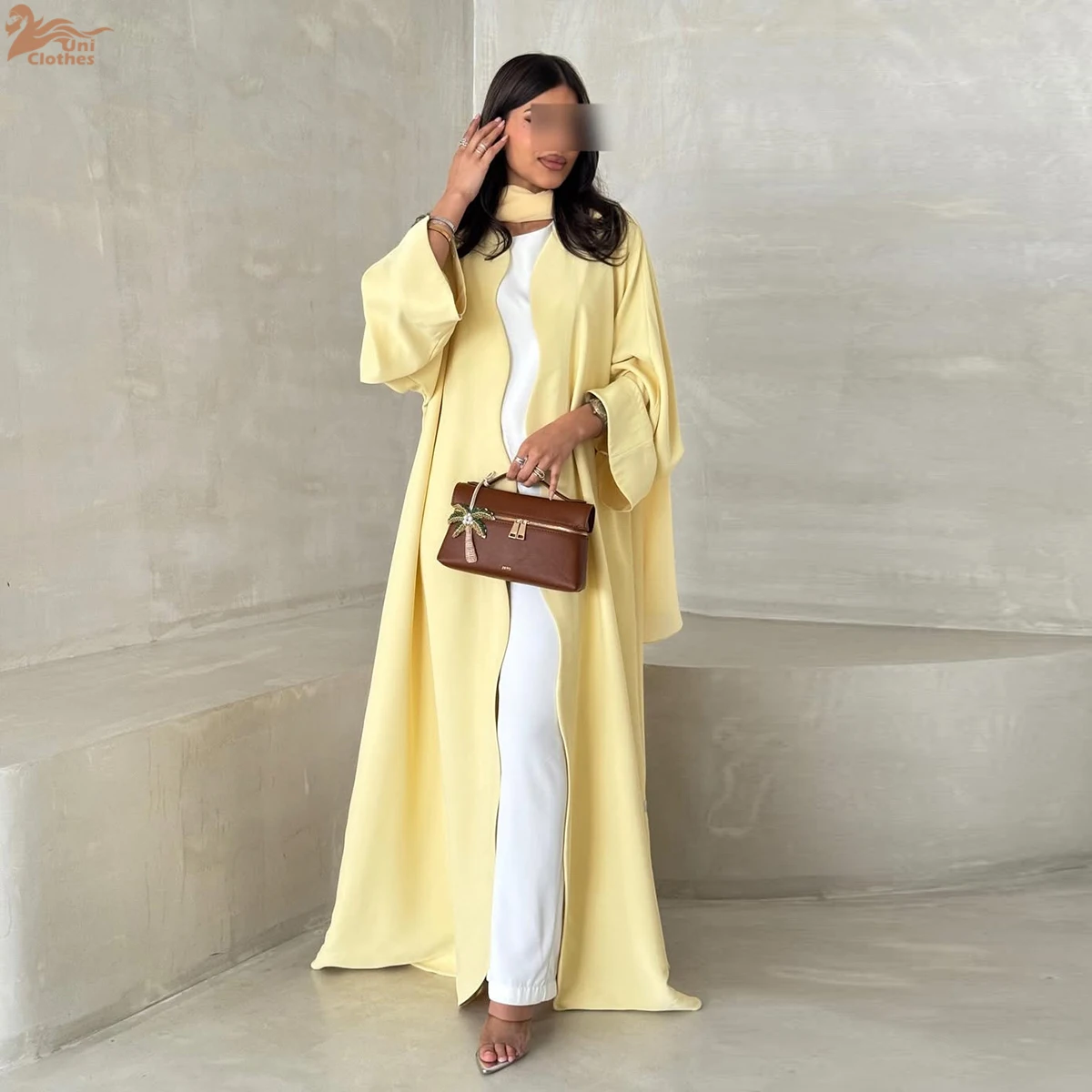 Ramadan Middle Eastern Muslim Modest Cardigan for Women Elegant Dubai Abaya Dress Eid Islamic Holiday Outfit Turkey Kaftan Robe