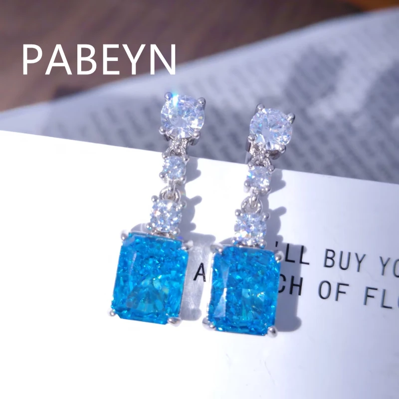 925 Sterling Silver Radiant Dangle Zircon Studs. Exquisite Ice-flower Faceting, Sophisticated, Refined Daily Wear.