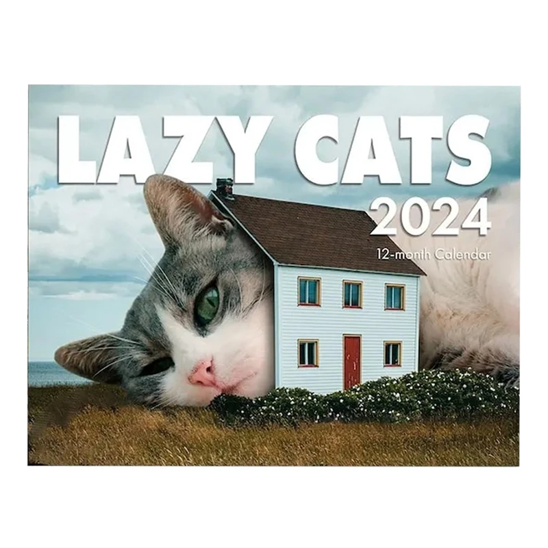 

2024 Calendar Lazy Kitty Wall Calendar Fun Kitty Gift January 2024 From December 11X8.5 Inch