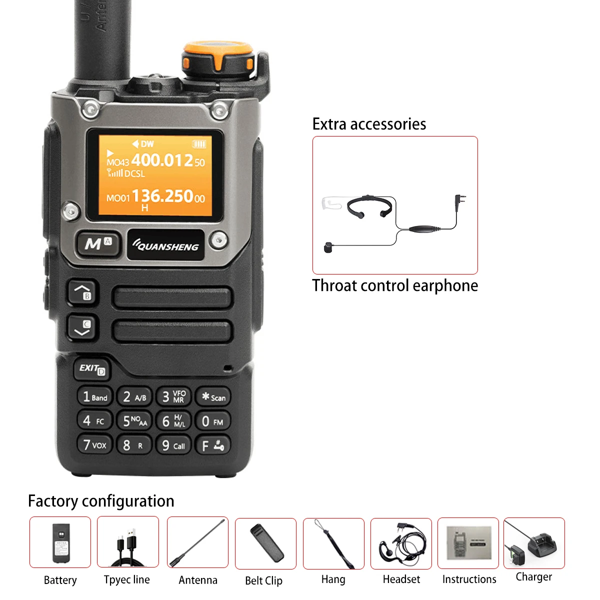 Quansheng UV-K5 Walkie Talkie 5W Air Band Radio Tyep C Charge UHF VHF DTMF FM Scrambler NOAA Draadloze Frequentie Tweeweg CB Radio