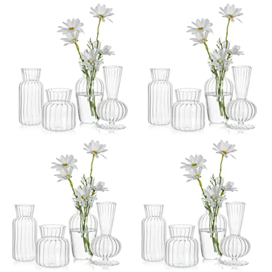 

Mini Glass Vases for Centerpieces - Small Clear Bud Vase in Bulk Cute Flower Vases Set for Wedding Home Decoration Table Decor