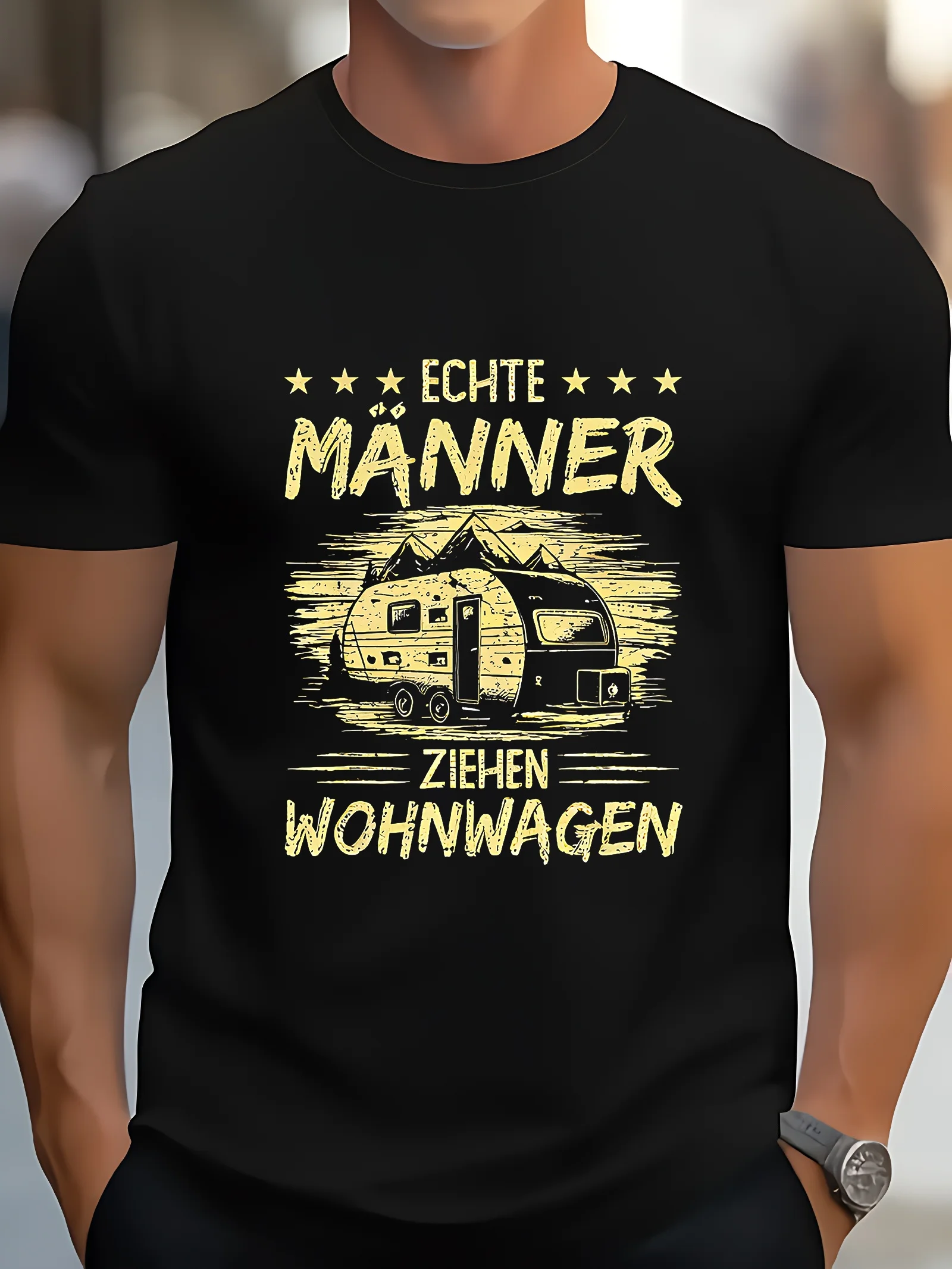 Men's Vintage Caravan Camping Tee Funny RV Travel Humor Shirt Suitable for Camping Trips Carnivals Casual Wear