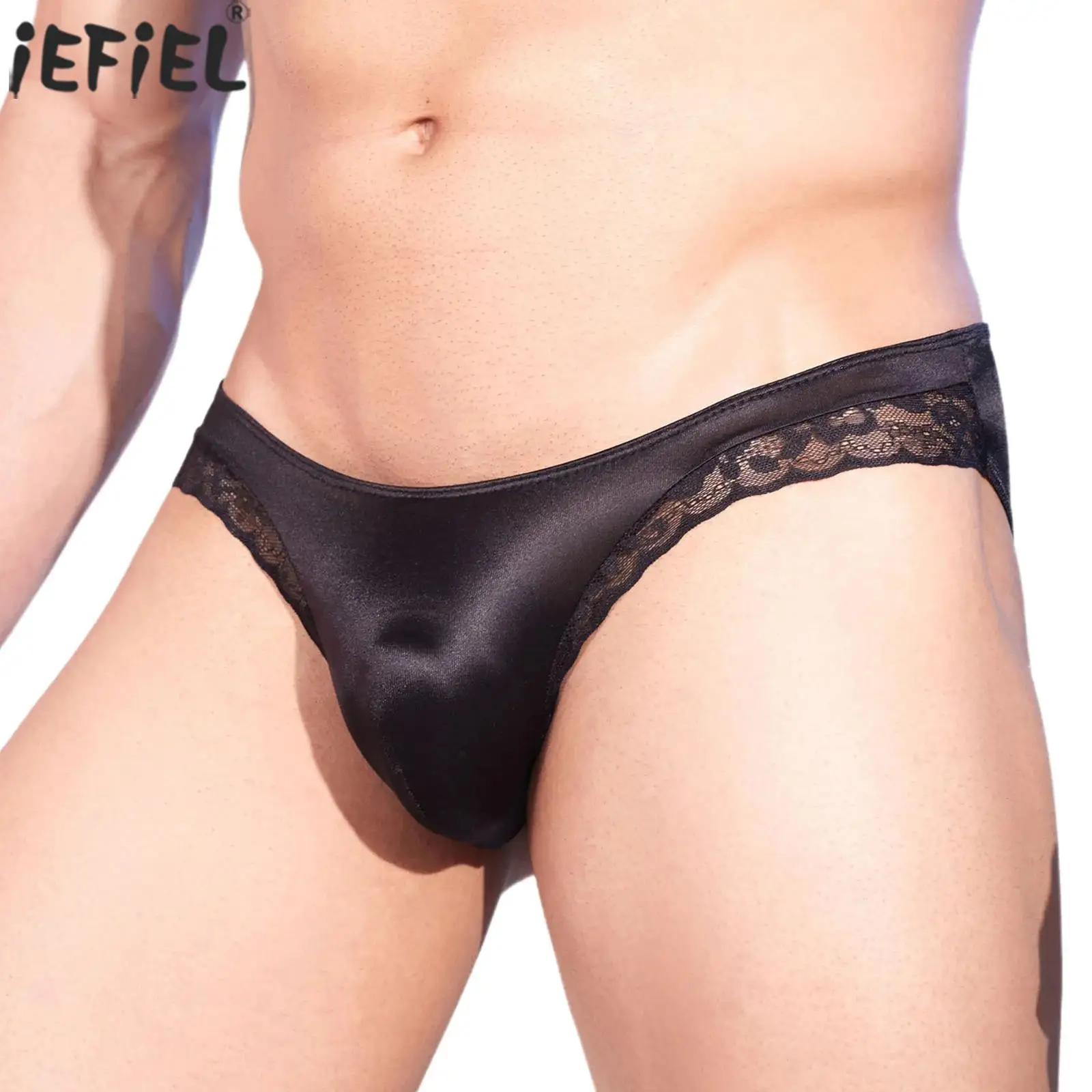 

Adult Men's Sexy Low Rise Lace Trim Briefs Thongs Jockstrap Sheer Stretchy See Through Briefs Lingerie Daily Everyday Underwear