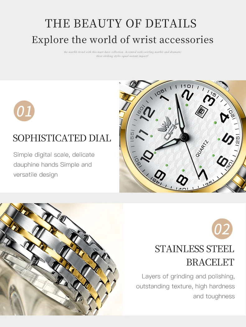 OPK Original Women Watches Top Luxury Waterproof Stainless Steel Dual Color Watch Elegant Dress Ladies Wristwatches Reloj Mujer