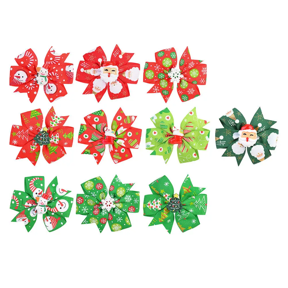 

10Pcs Christmas Kids Hair Bows Clips Barrettes Baby Girls Festive Party Gift Hair Bow Clip Barrettes Hairpins Bow Hairpins
