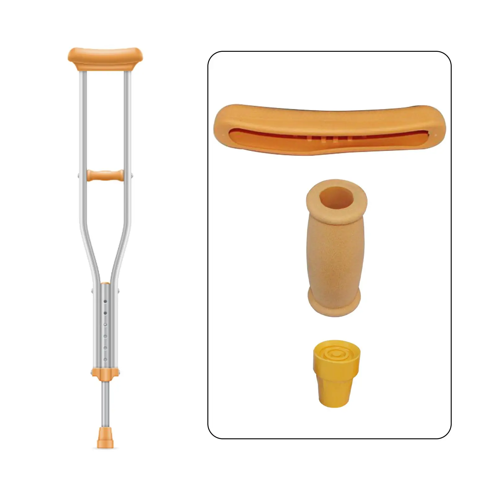 مجموعة أجزاء العكاز البديلة، وسادات إكسسوارات العكاز، قبضة اليد، أغطية القدم، وسائد مطاطية مريحة