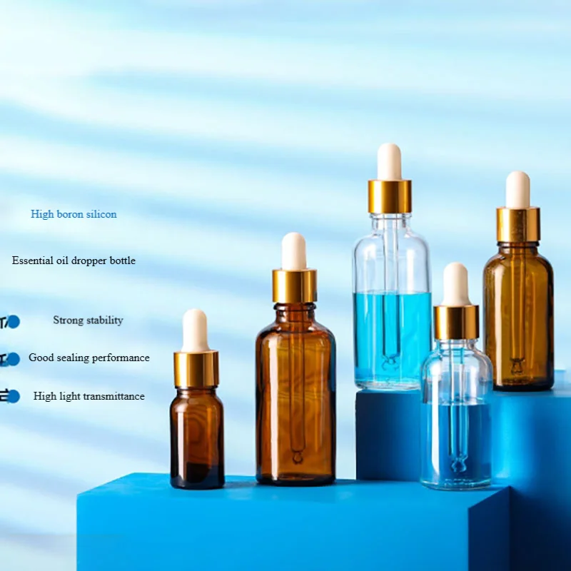 

5PCS Essential Oil drop bottle laboratory plastic head drop bottle brown drop bottle glass clear dropper bottle refill bottle
