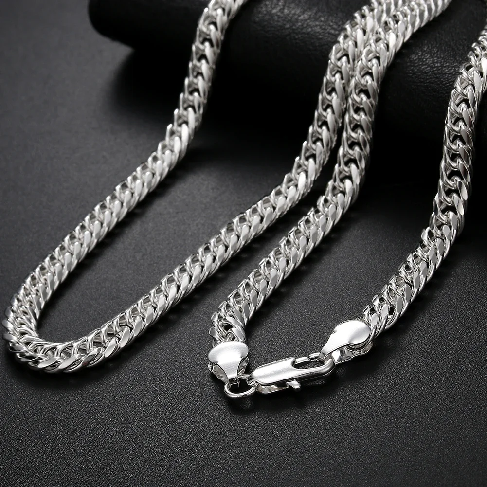 

Original korean fashion 925 Sterling Silver 6MM geometry chain Necklace for Men's Woman designer Party Wedding fine Jewelry gift