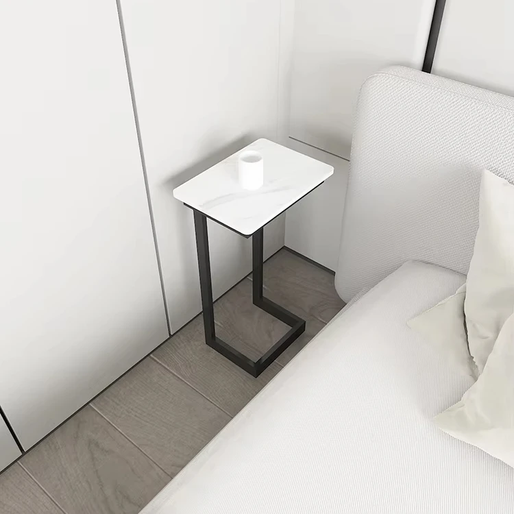 ！@Simple Modern Mini Metal Bedside Table with Slit Storage Rack Living Room Coffee Table for Rental Rooms