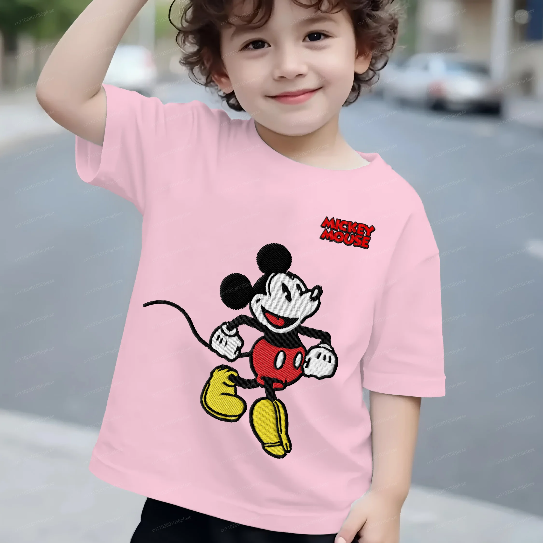 

T-shirts for Boys O-neck Embroidery Mickey 3D Printing 2025 Kids Clothes Children Clothing Children's Boy T-shirt Mickey Summer