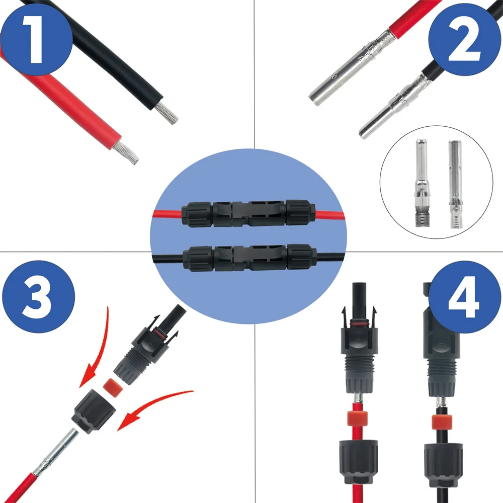 MC 4 Solar Panel Connector 30A 1500V for PV cable 2.5/4/6mm Male & Female for Solar System Connection