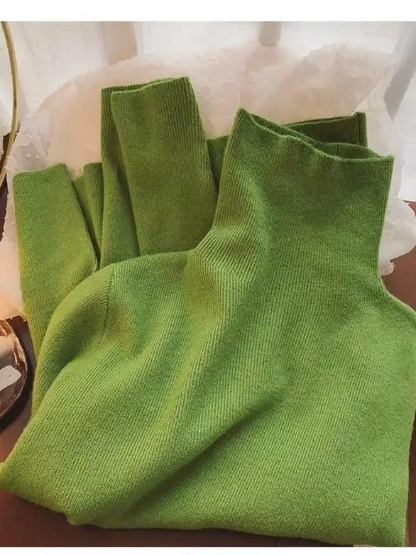 

Новогодний приталенный универсальный вязаный свитер для пригородных поездок, однотонный свитер с внутренней подкладкой, повседневный осенне-зимний сезон, полиэфирное волокно