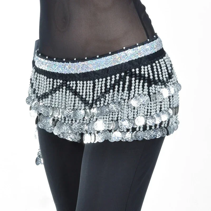 

Belly Dance Clothes Accessory Indian Dance Belt Waist Chain Hip Scarf Women Girl Dance With 258 Silver coins,10 colors B-003