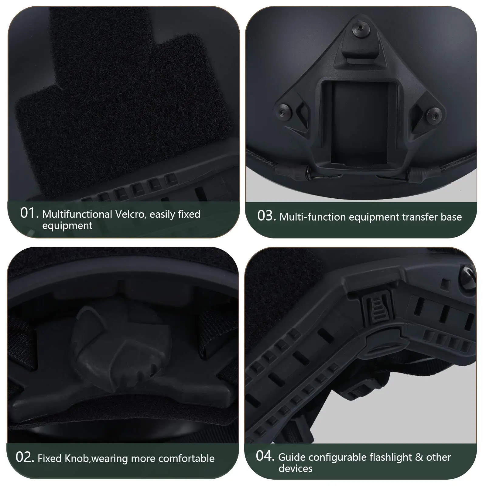 BOOIU MH Base ABS Casco táctico con rieles laterales Airsoft - imagen 3