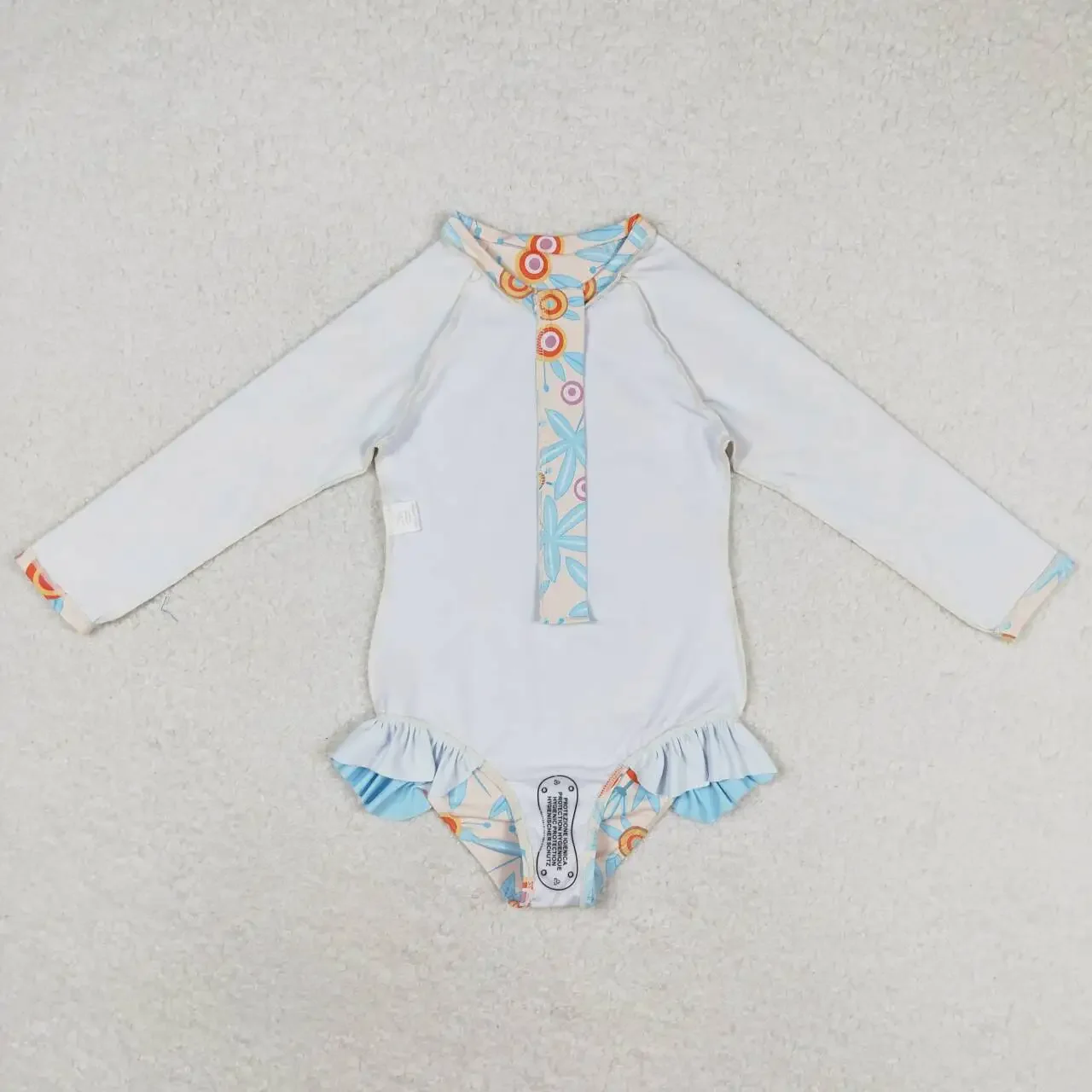 الجملة طفلة طويلة الأكمام بدلة السباحة طفل الصيف قطعة واحدة الداخلية الأزهار ملابس الرضع الأطفال زهرة ملابس السباحة