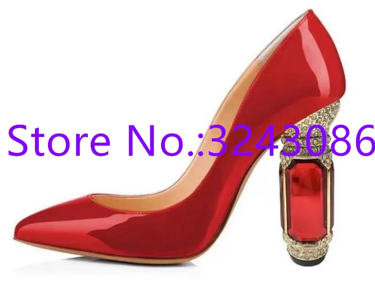 New Colorful Crystal Heel Woman Pumps Shoes Sexy Design Pointed Toe Lady High Heels Female Fashion Party Shoes