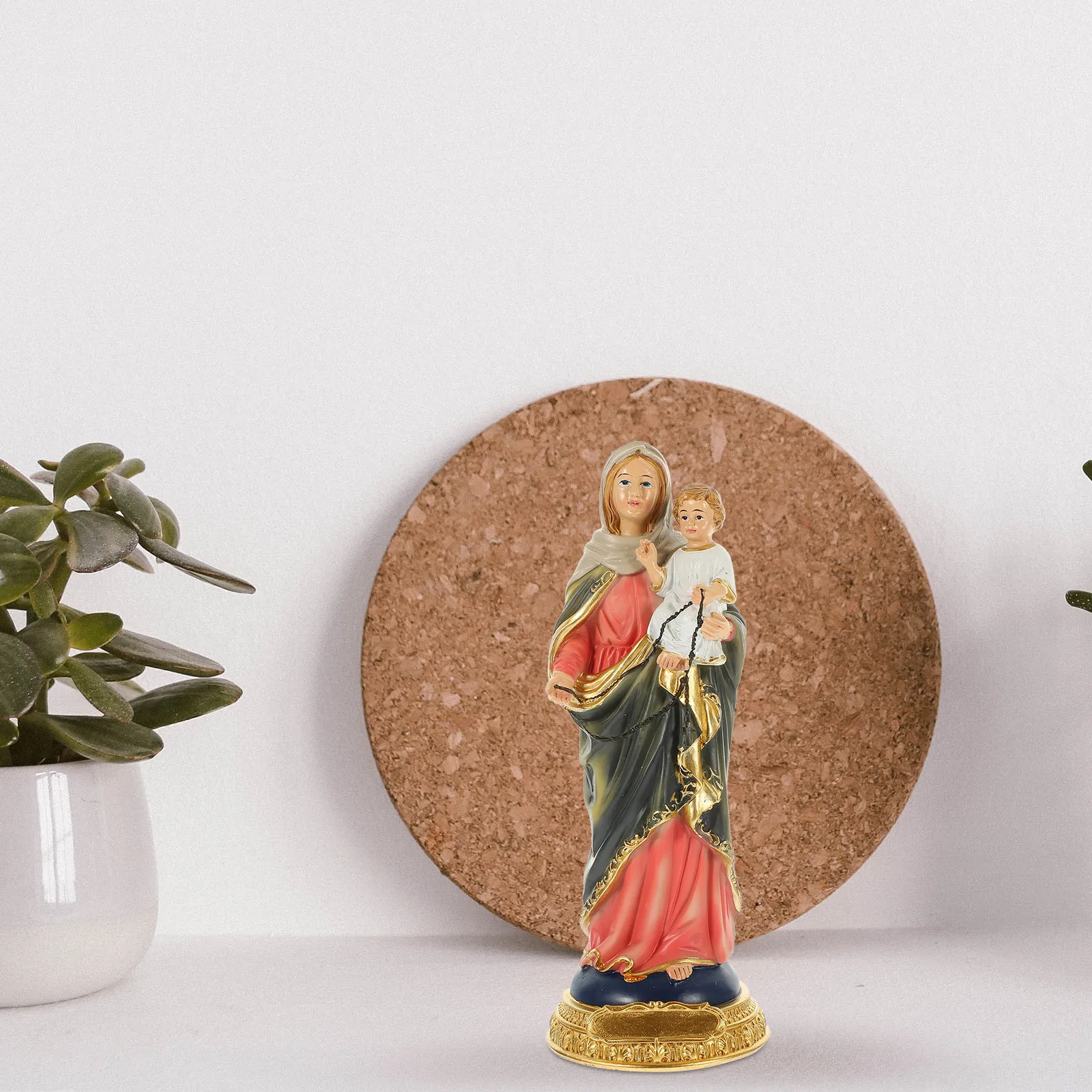Virgin Mary Statue Resin Craft Religious Decor for Home Church Desktop Miniature Ornament Blessing Figure