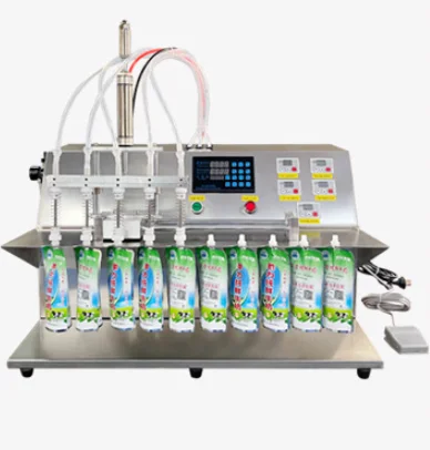 2.5L Four-Head Stand-Up Pouch Filling Machine for Soy Milk Juice Beverages and Milk Liquid Quantitative Dispensing