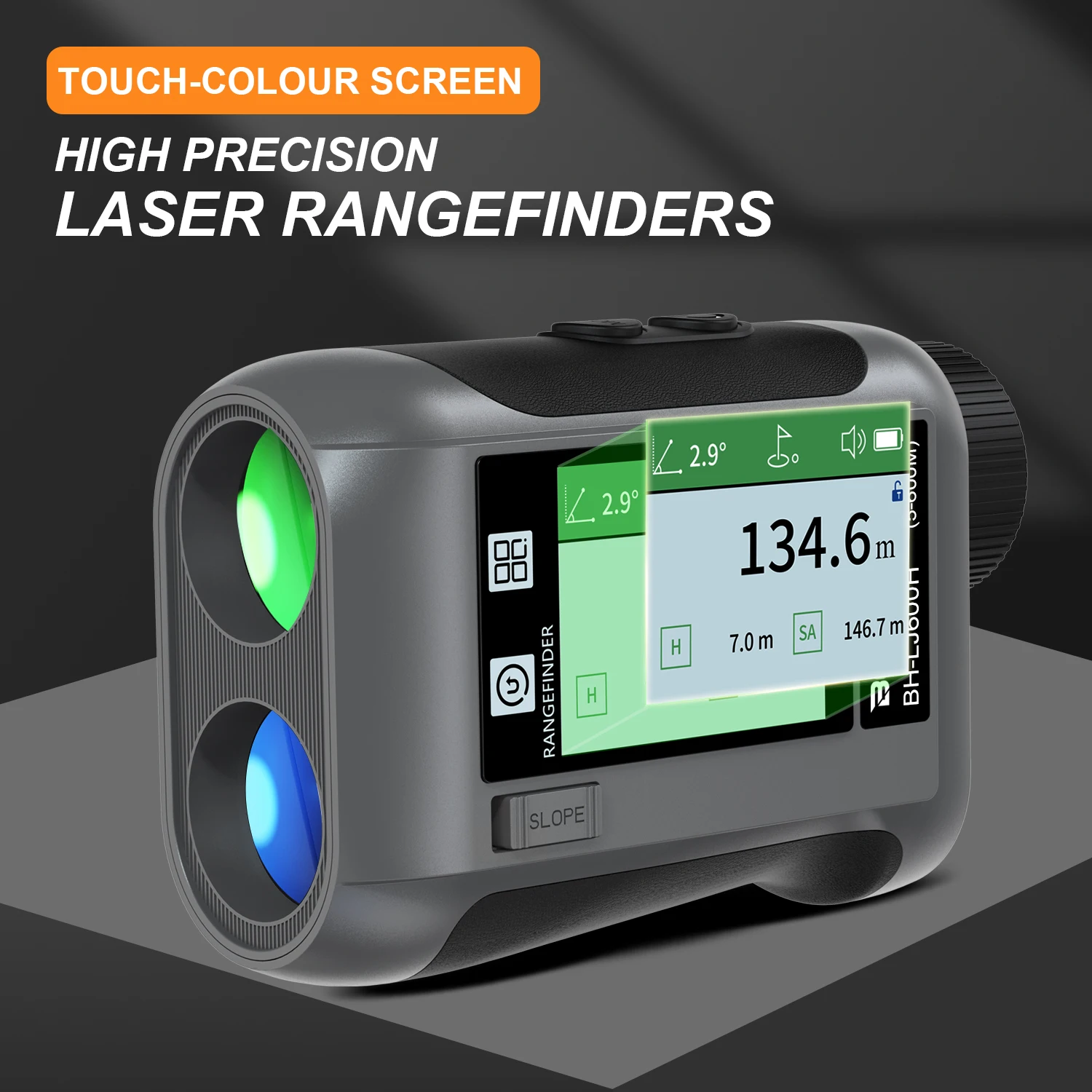 

Golf Laser Rangefinder Side Color Screen Voice Touch Lithium Battery 6.5X Magnification IP54 Protection 905nm Laser 90 Angle
