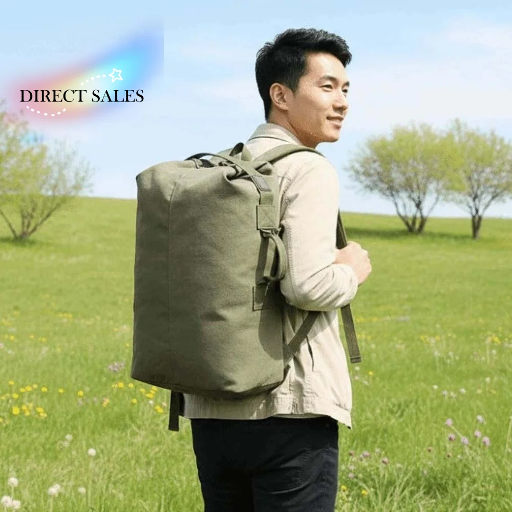 

Elegant Vintage Canvas Rucksack Folding Solid Color Multi-pockets Design Backpack Daypack Multi-purpose