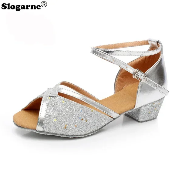 Wysokiej jakości buty do tańca halowego dla dzieci, nowe, na obcasie 3,5 cm, buty do tańca latynoamerykańskiego, nowoczesnego, damskie buty do jazzu, tanga, walca, sandały do tańca towarzyskiego.