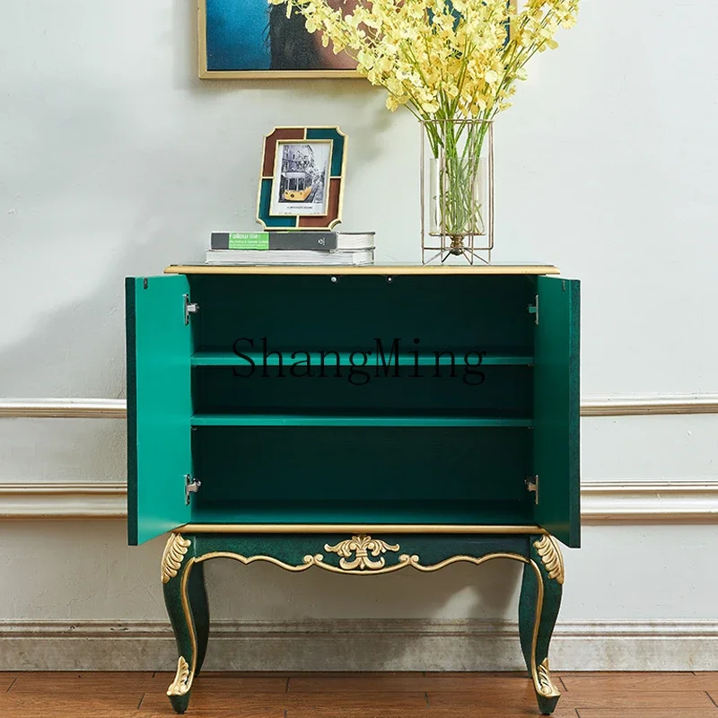 

ZYY light luxury solid wood carving flower entry foyer partition decoration retro do old side cabinet