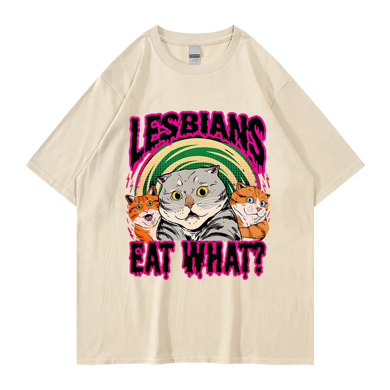 2022 Men Hip Hop T Shirt LESBIANS EAT WHAT Streetwear T-Shirt Cotton Hiphop Loose Tshirts Summer Short Sleeve Tees